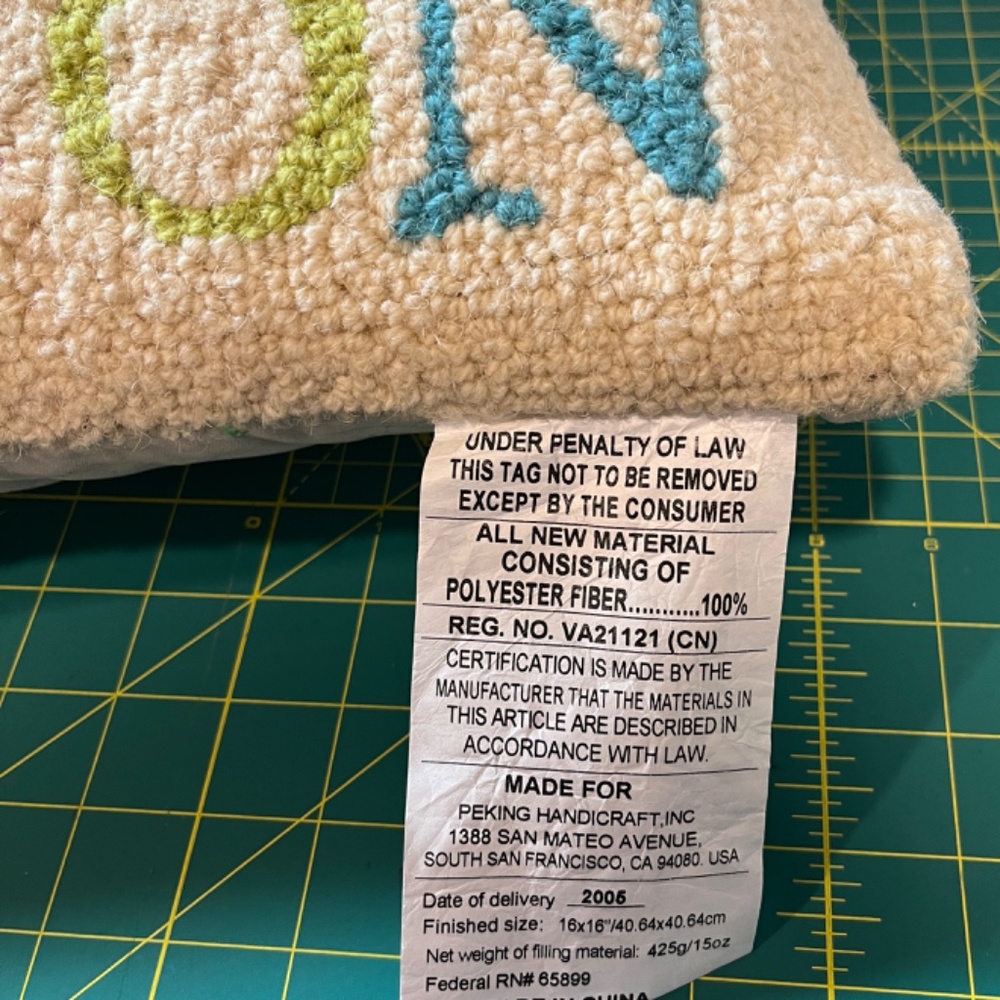 Pillow, punch-needled cover, NWT

From a smoke-free and pet-free home - Picture 2 of 4